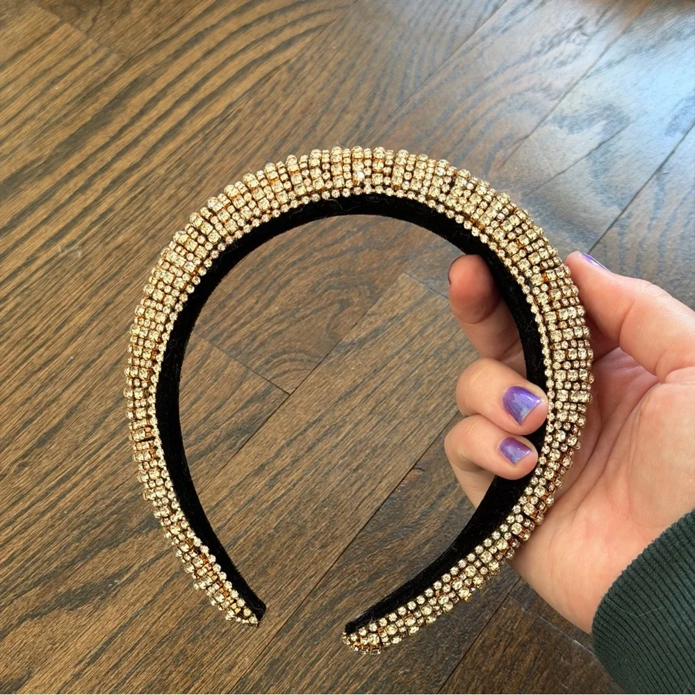 Embellished Gold Crystal Padded Headband - Picture 5 of 5